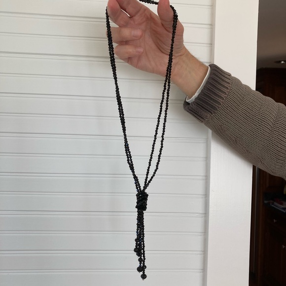 2 strands of black crystal beads. Worn as lariat or wrap necklace. - Picture 2 of 3